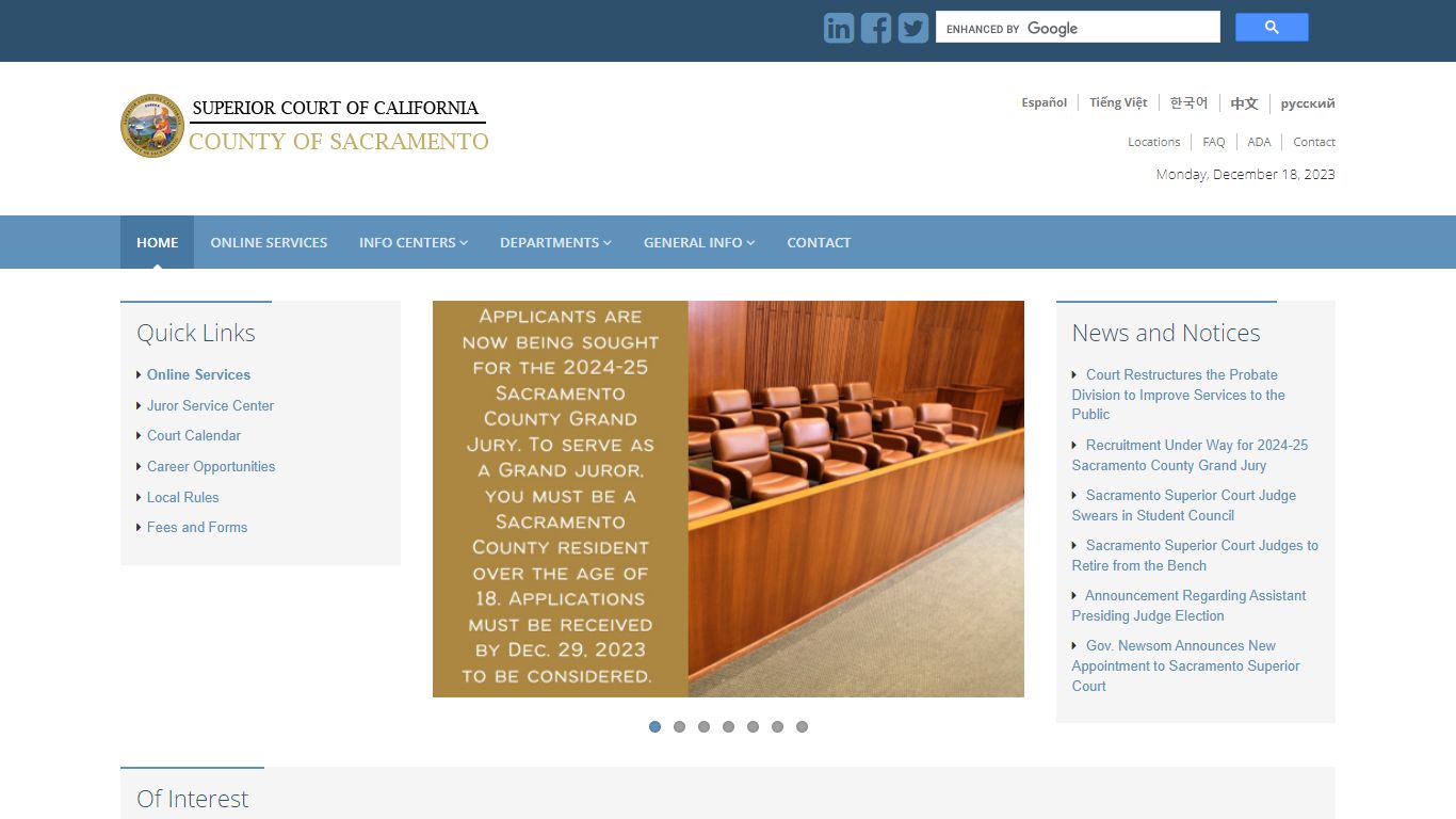 Criminal Court - Records: Sacramento Superior Court - California